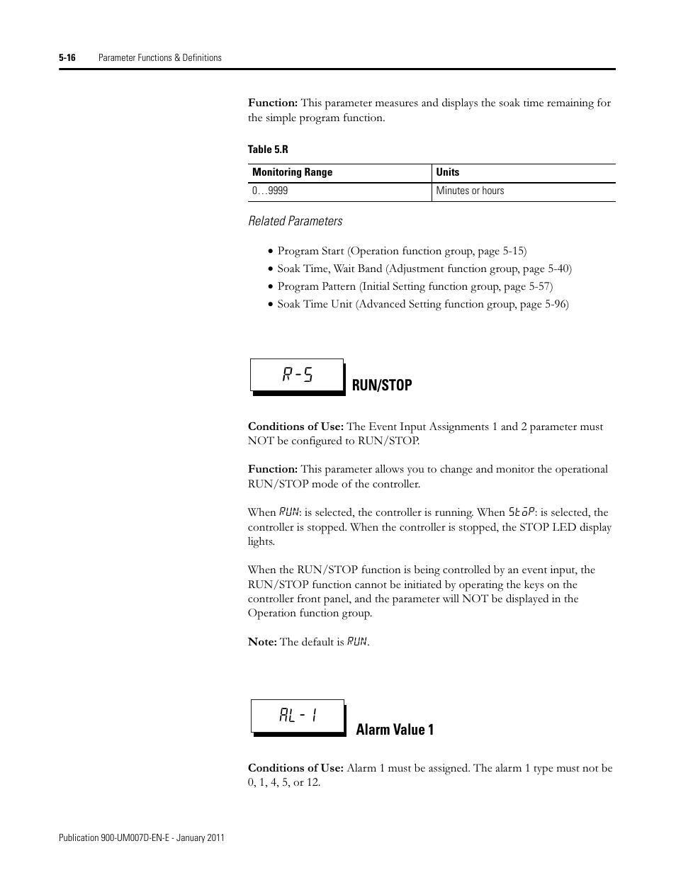 Al-1, Run/stop, Alarm value 1 | Rockwell Automation 900-TC32 Digital Temperature Controllers, Series B User Manual | Page 244 / 410