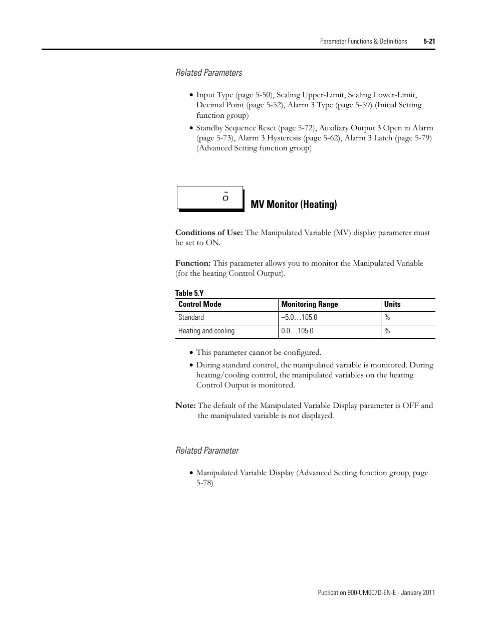 Mv monitor (heating) | Rockwell Automation 900-TC32 Digital Temperature Controllers, Series B User Manual | Page 249 / 410