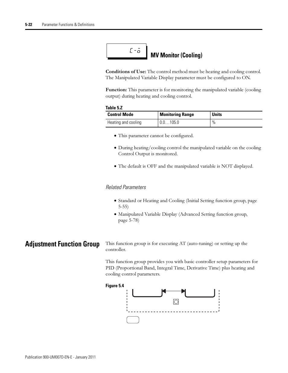 Adjustment function group, Mv monitor (cooling) | Rockwell Automation 900-TC32 Digital Temperature Controllers, Series B User Manual | Page 250 / 410