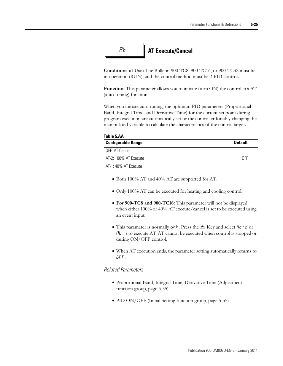 At execute/cancel | Rockwell Automation 900-TC32 Digital Temperature Controllers, Series B User Manual | Page 253 / 410