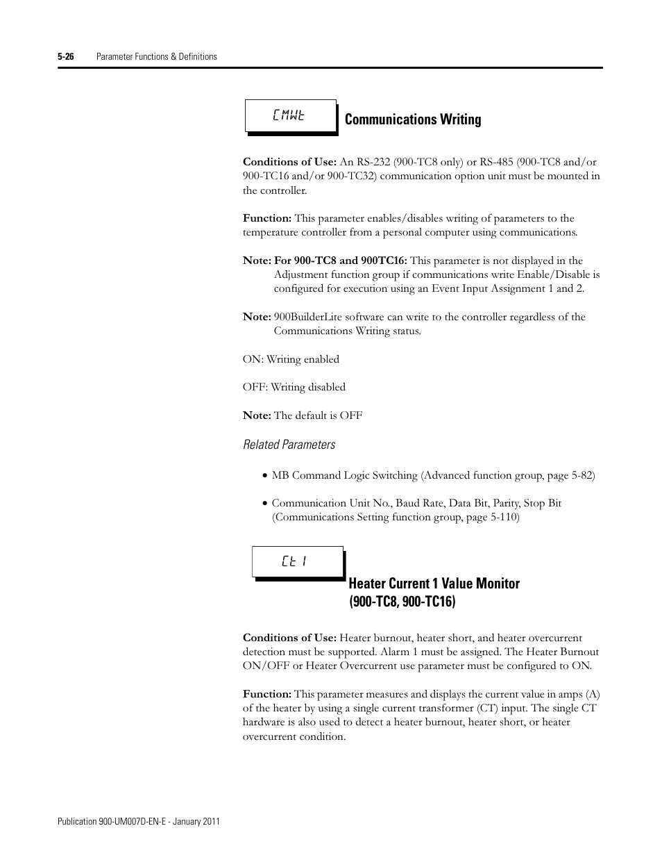 Communications writing | Rockwell Automation 900-TC32 Digital Temperature Controllers, Series B User Manual | Page 254 / 410