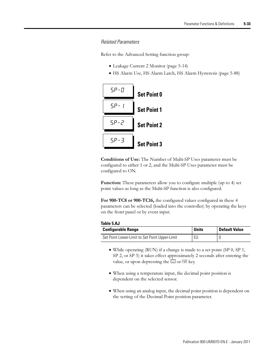 Set point 0 set point 1 set point 2 set point 3 | Rockwell Automation 900-TC32 Digital Temperature Controllers, Series B User Manual | Page 261 / 410