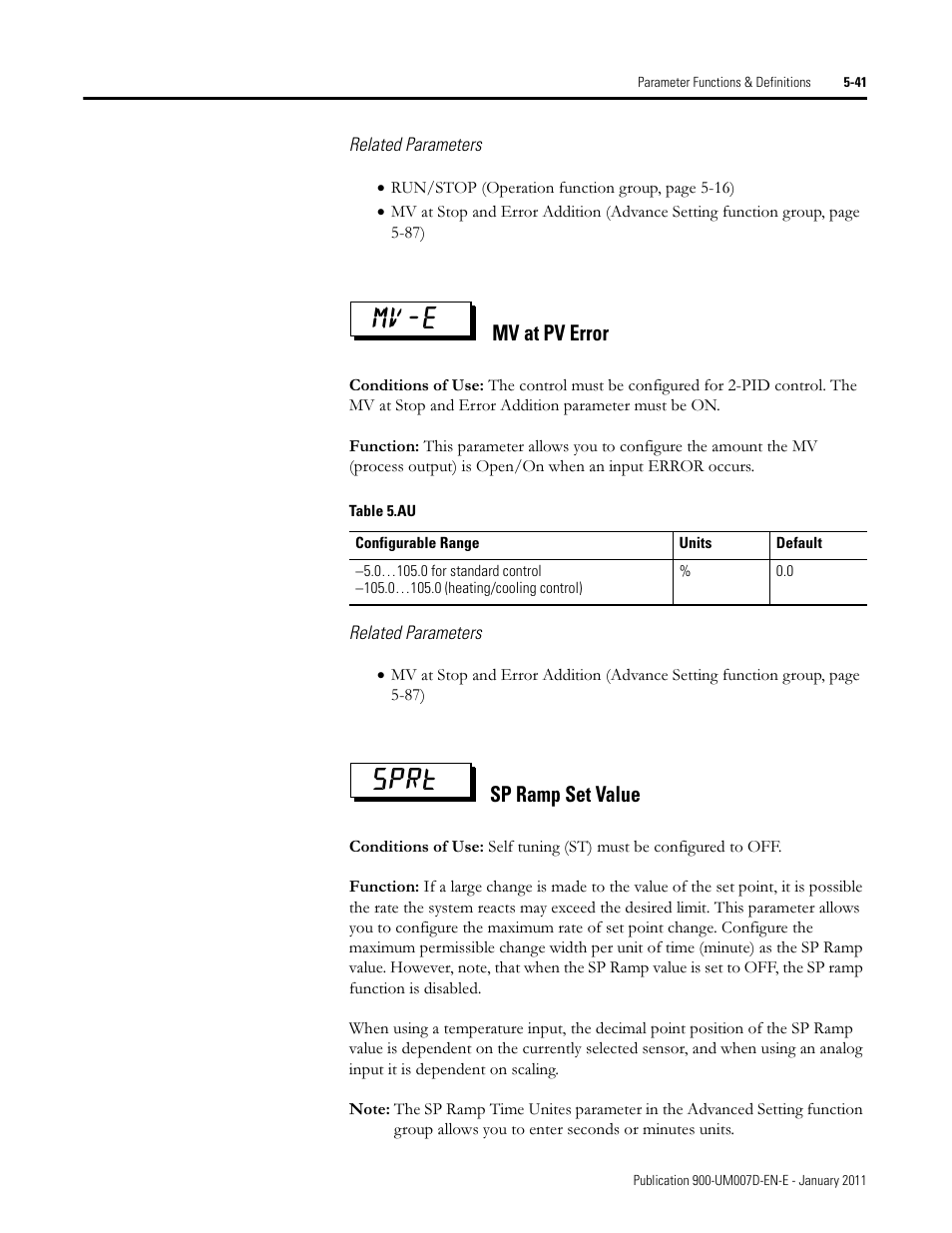 Mv-e sprt, Mv at pv error, Sp ramp set value | Rockwell Automation 900-TC32 Digital Temperature Controllers, Series B User Manual | Page 269 / 410