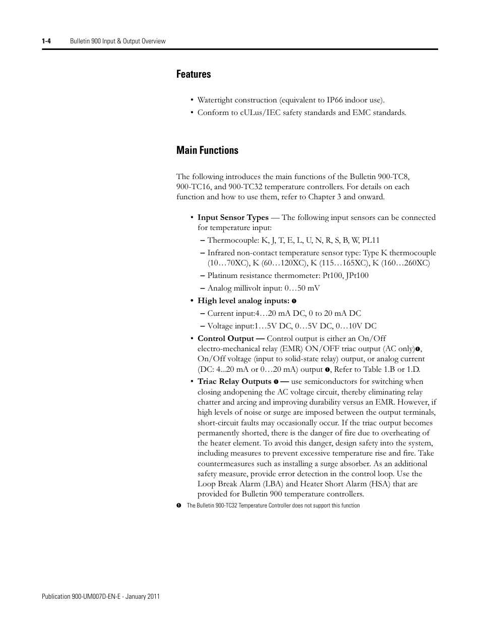 Features, Main functions | Rockwell Automation 900-TC32 Digital Temperature Controllers, Series B User Manual | Page 28 / 410