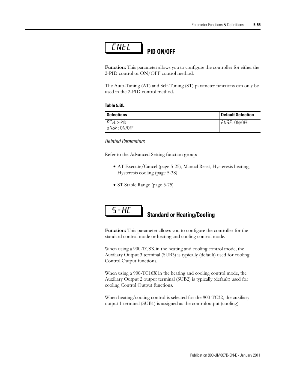 Cntl s-hc, Pid on/off, Standard or heating/cooling | Rockwell Automation 900-TC32 Digital Temperature Controllers, Series B User Manual | Page 283 / 410