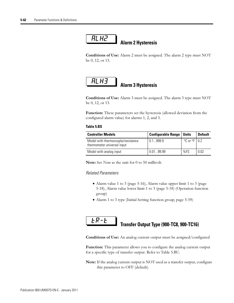 Alh2 alh3 tr-t, Alarm 2 hysteresis, Alarm 3 hysteresis | Rockwell Automation 900-TC32 Digital Temperature Controllers, Series B User Manual | Page 290 / 410