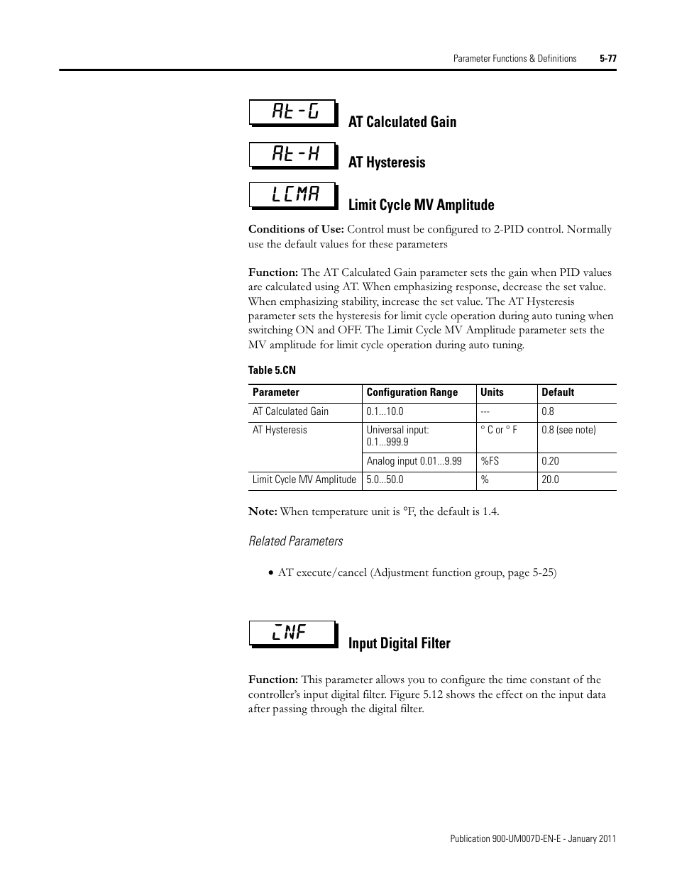At-g at-h lcma inf, Input digital filter | Rockwell Automation 900-TC32 Digital Temperature Controllers, Series B User Manual | Page 305 / 410
