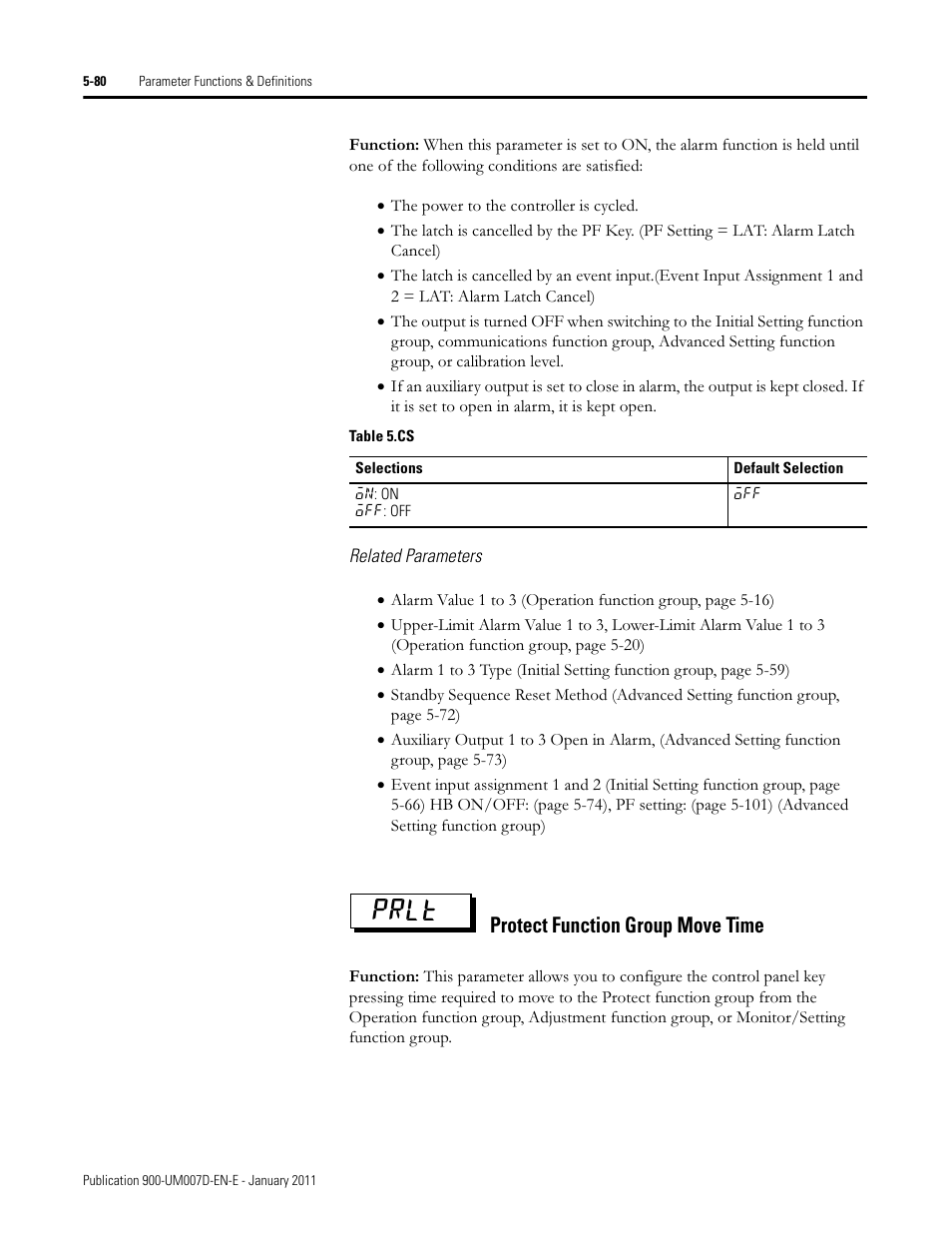 Prlt, Protect function group move time | Rockwell Automation 900-TC32 Digital Temperature Controllers, Series B User Manual | Page 308 / 410