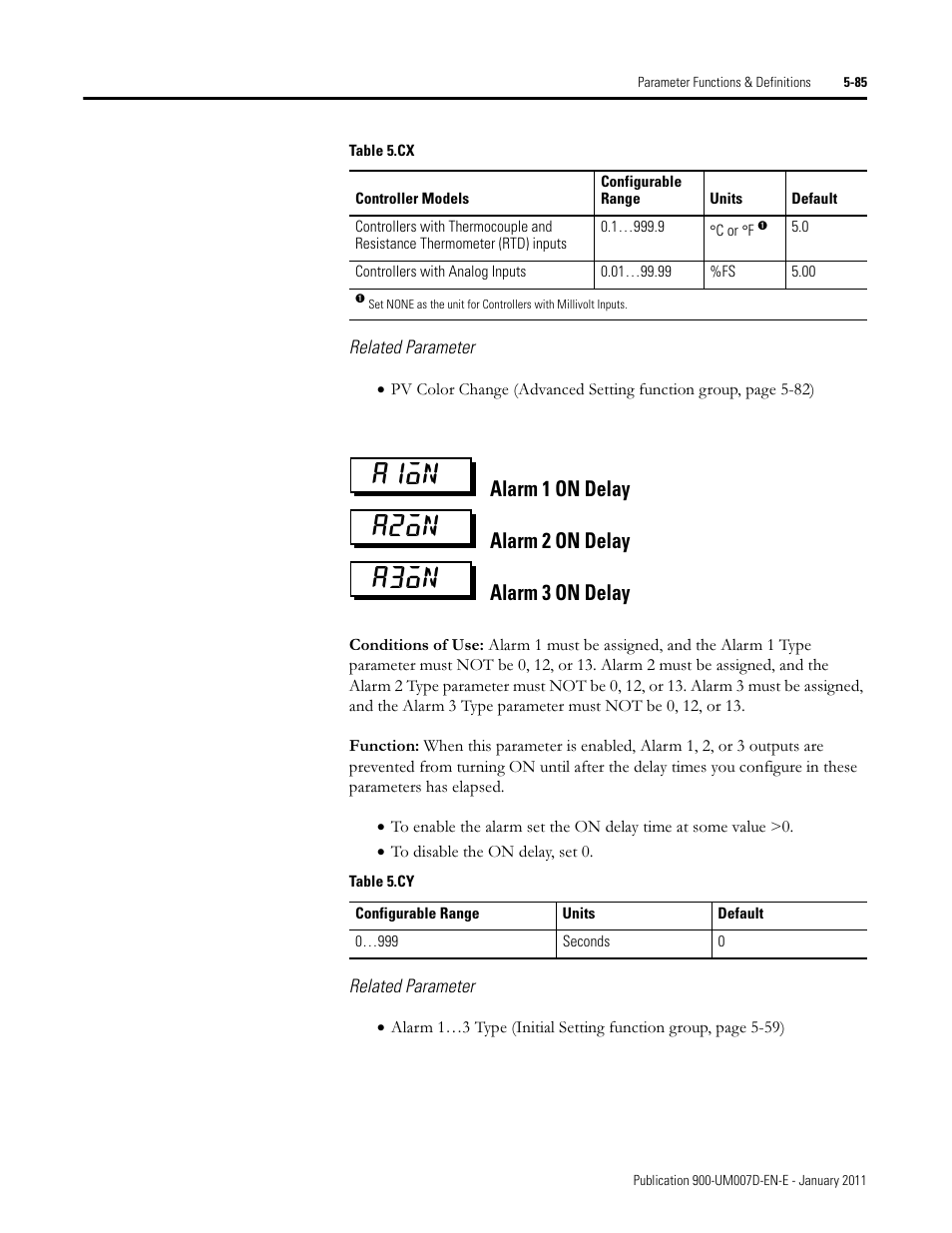 A1on a2on a3on, Alarm 1 on delay alarm 2 on delay alarm 3 on delay | Rockwell Automation 900-TC32 Digital Temperature Controllers, Series B User Manual | Page 313 / 410