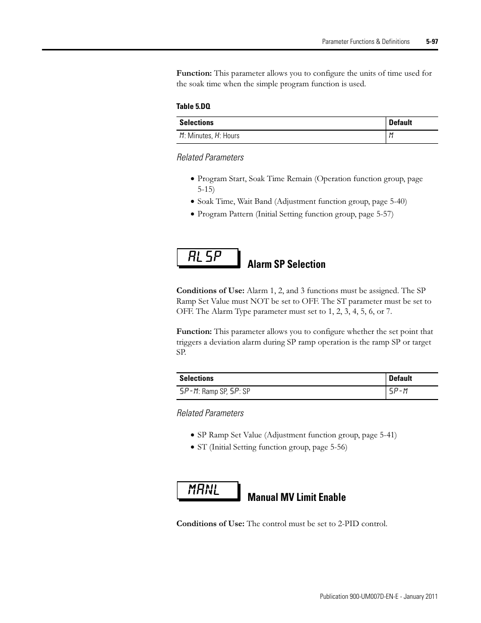 Alsp manl, Alarm sp selection, Manual mv limit enable | Rockwell Automation 900-TC32 Digital Temperature Controllers, Series B User Manual | Page 325 / 410