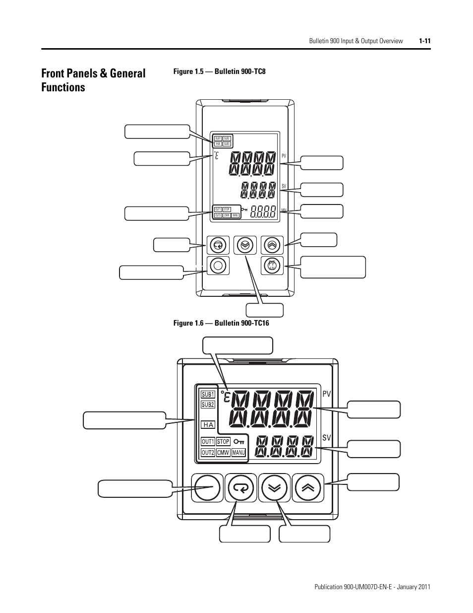 Front panels & general functions | Rockwell Automation 900-TC32 Digital Temperature Controllers, Series B User Manual | Page 35 / 410