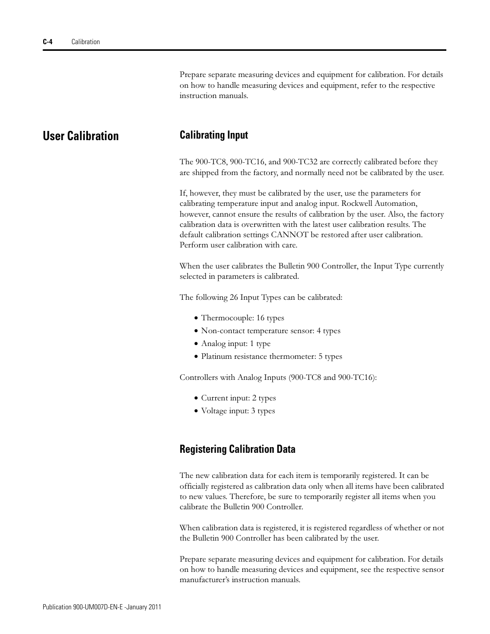 User calibration, Calibrating input, Registering calibration data | Rockwell Automation 900-TC32 Digital Temperature Controllers, Series B User Manual | Page 382 / 410