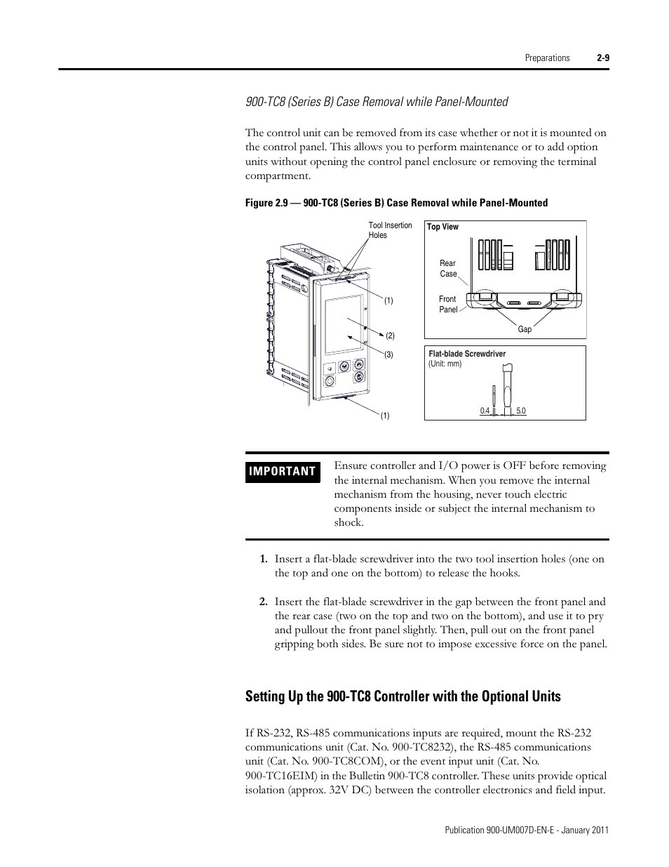 Tc8 (series b) case removal while panel-mounted | Rockwell Automation 900-TC32 Digital Temperature Controllers, Series B User Manual | Page 47 / 410