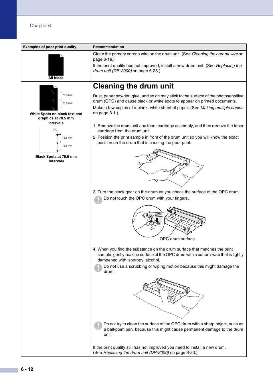 Cleaning the drum unit, Cleaning the drum unit -12 | Brother DCP-7010L User Manual | Page 44 / 69