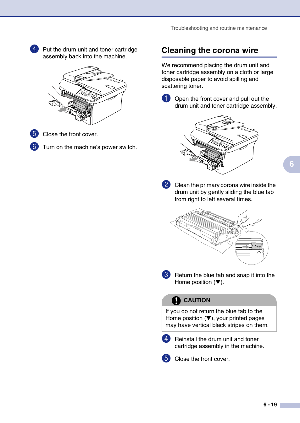 Cleaning the corona wire, Cleaning the corona wire -19 | Brother DCP-7010L User Manual | Page 51 / 69