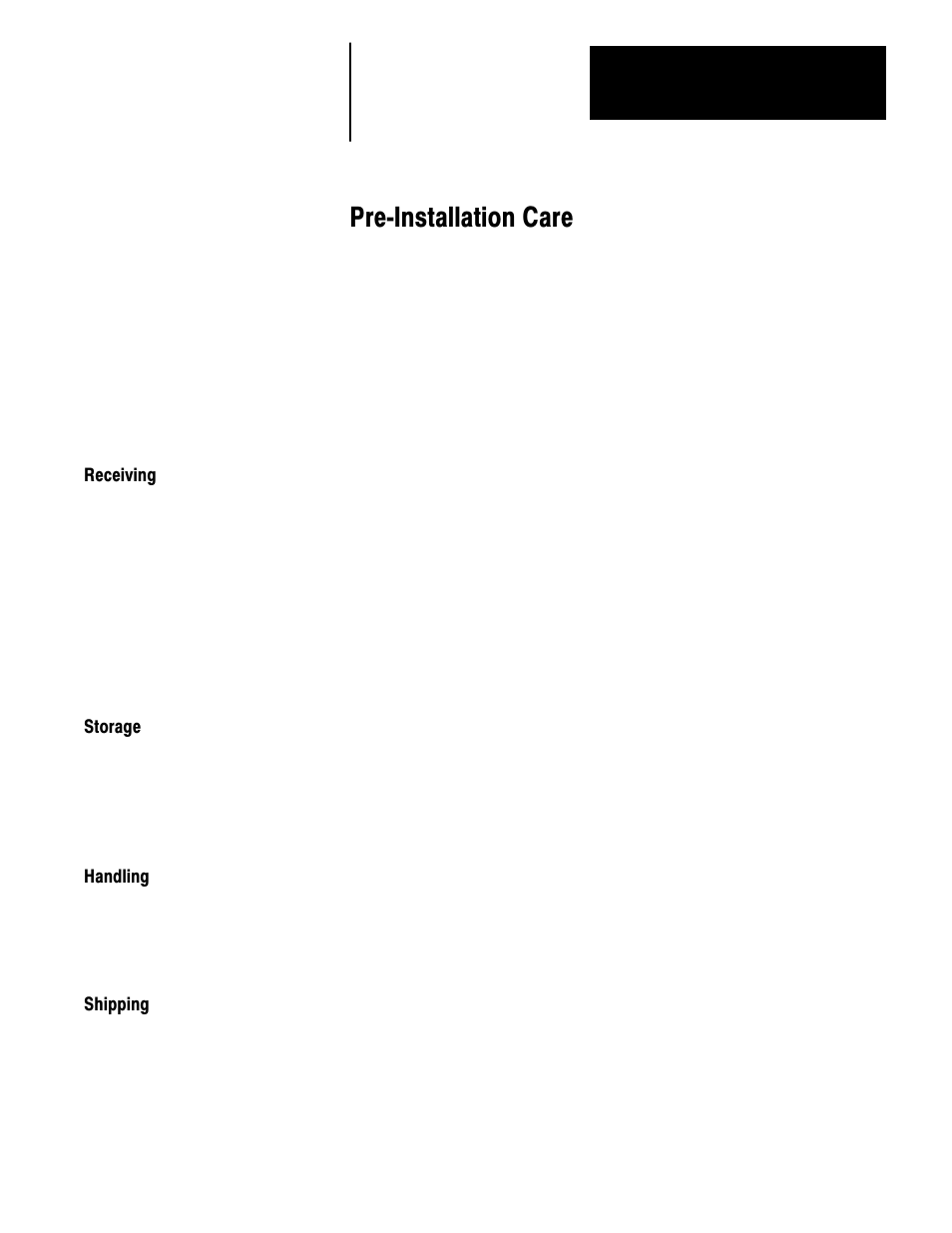 1 - preinstallation care, Receiving, Storage | Handling, Shipping, Prećinstallation care | Rockwell Automation 1336 3-20HP FRN 1.01-3.01 User Manual | Page 13 / 120