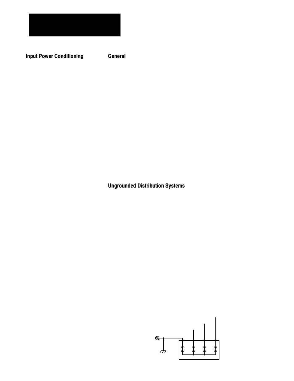 Input power conditioning, Input power conditioning general, Ungrounded distribution systems | Rockwell Automation 1336 3-20HP FRN 1.01-3.01 User Manual | Page 29 / 120