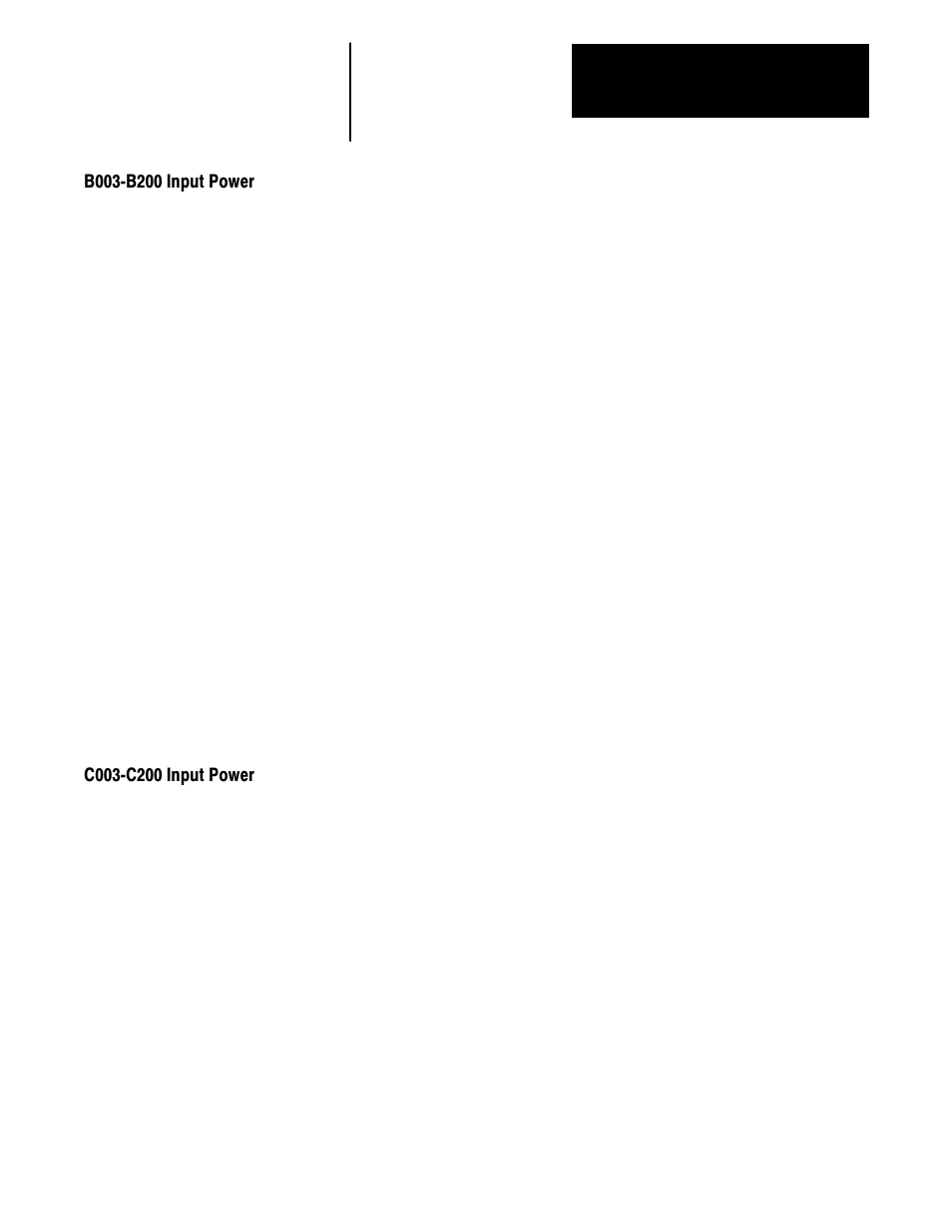 B003 b200 input power, C003 c200 input power | Rockwell Automation 1336 3-20HP FRN 1.01-3.01 User Manual | Page 30 / 120
