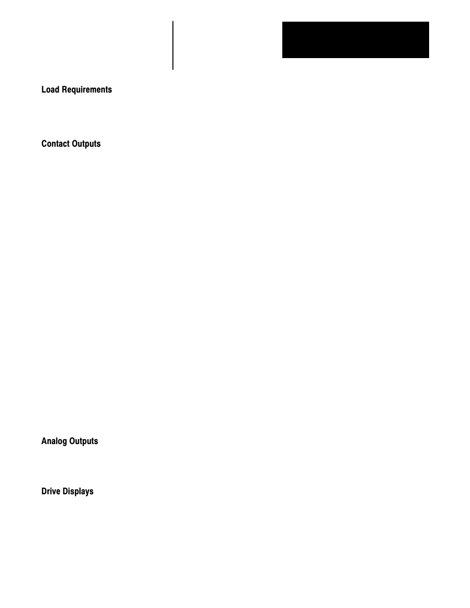Load requirements, Contact outputs, Analog outputs | Drive displays | Rockwell Automation 1336 3-20HP FRN 1.01-3.01 User Manual | Page 38 / 120