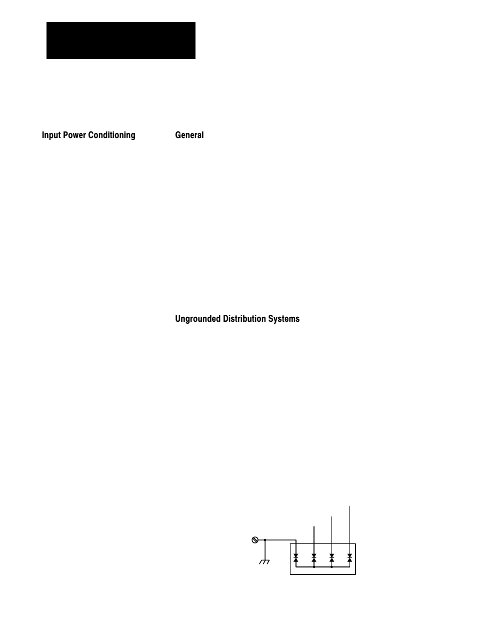 Input power conditioning, Input power conditioning general, Ungrounded distribution systems | Rockwell Automation 1336 3-20HP FRN 1.01-3.01 User Manual | Page 49 / 120