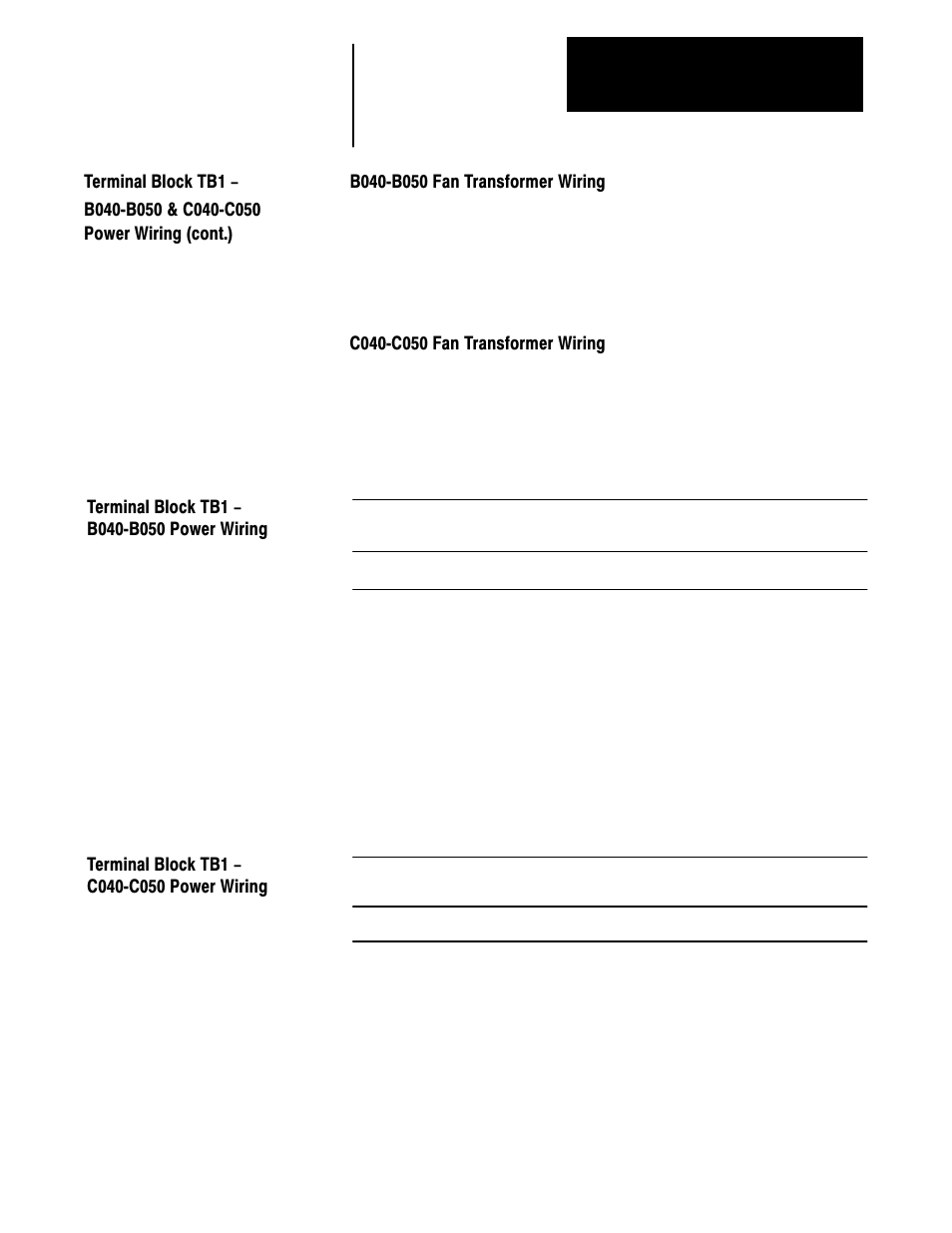 Terminal block tb1 - b040-b050 power wiring, Terminal block tb1 - c040-c050 power wiring, Power wiring (cont.) | Rockwell Automation 1336 3-20HP FRN 1.01-3.01 User Manual | Page 56 / 120