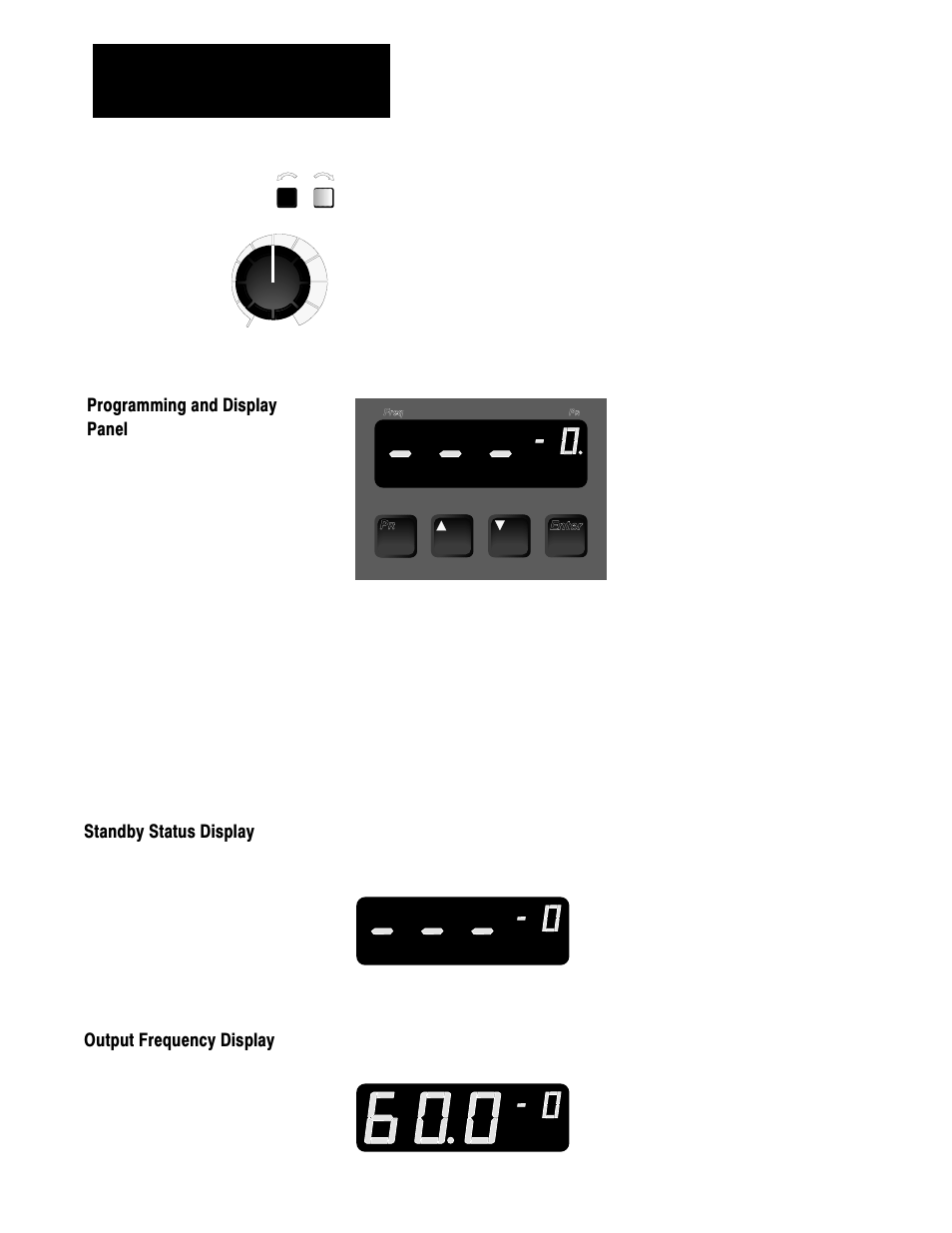 Programming and display panel, Standby status display, Output frequency display | Rockwell Automation 1336 3-20HP FRN 1.01-3.01 User Manual | Page 74 / 120