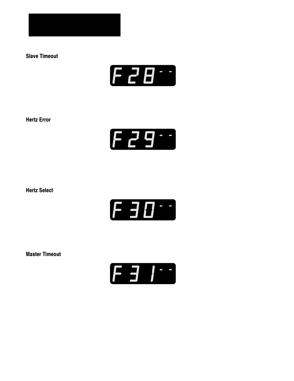 Slave timeout, Hertz error, Hertz select | Master timeout | Rockwell Automation 1336 3-20HP FRN 1.01-3.01 User Manual | Page 99 / 120