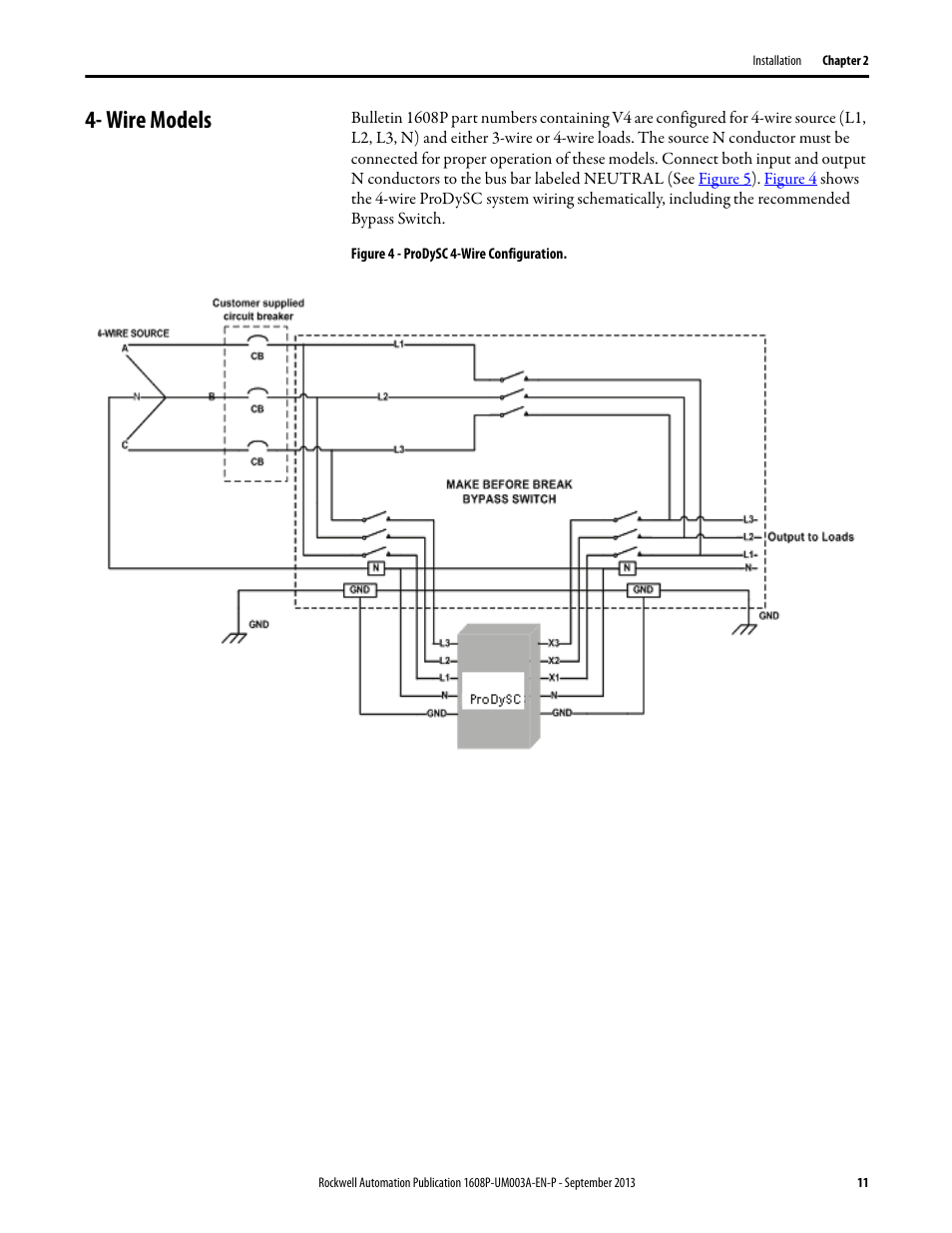 Wire models, Figure 4 - prodysc 4-wire configuration | Rockwell Automation 1608P ProDySC User Manual, 200 A User Manual | Page 11 / 36