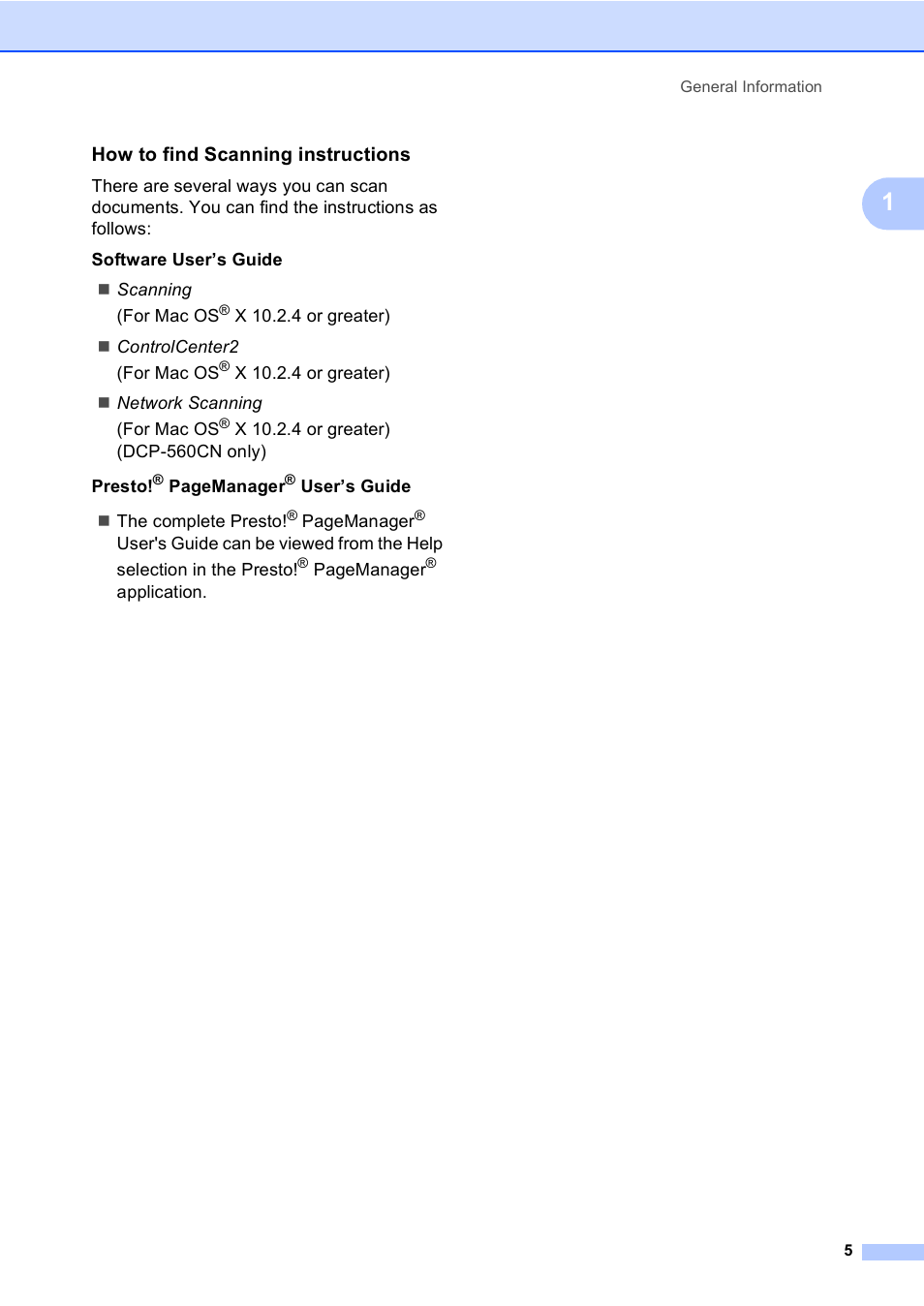 How to find scanning instructions | Brother DCP-560CN User Manual | Page 13 / 118