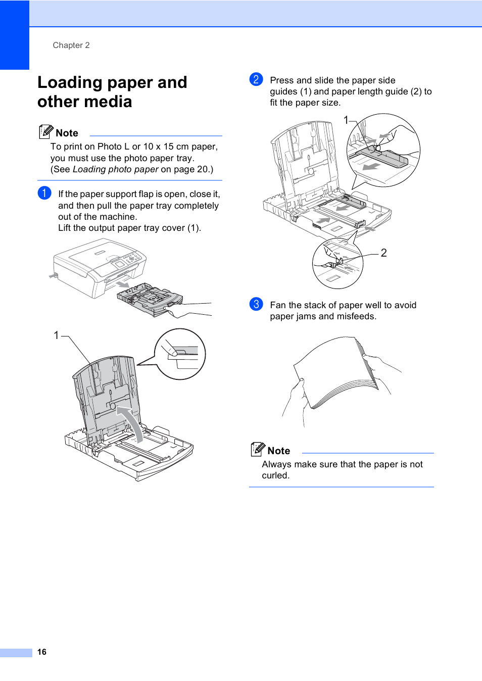 Loading paper and other media | Brother DCP-560CN User Manual | Page 24 / 118