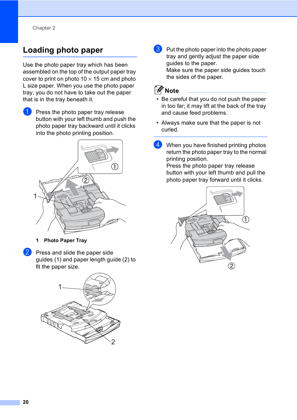 Loading photo paper | Brother DCP-560CN User Manual | Page 28 / 118