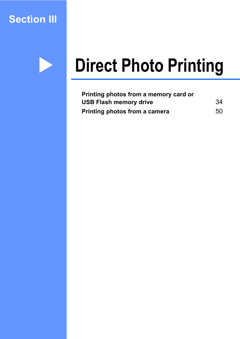 Section iii: direct photo printing, Section iii direct photo printing, Direct photo printing | Brother DCP-560CN User Manual | Page 41 / 118