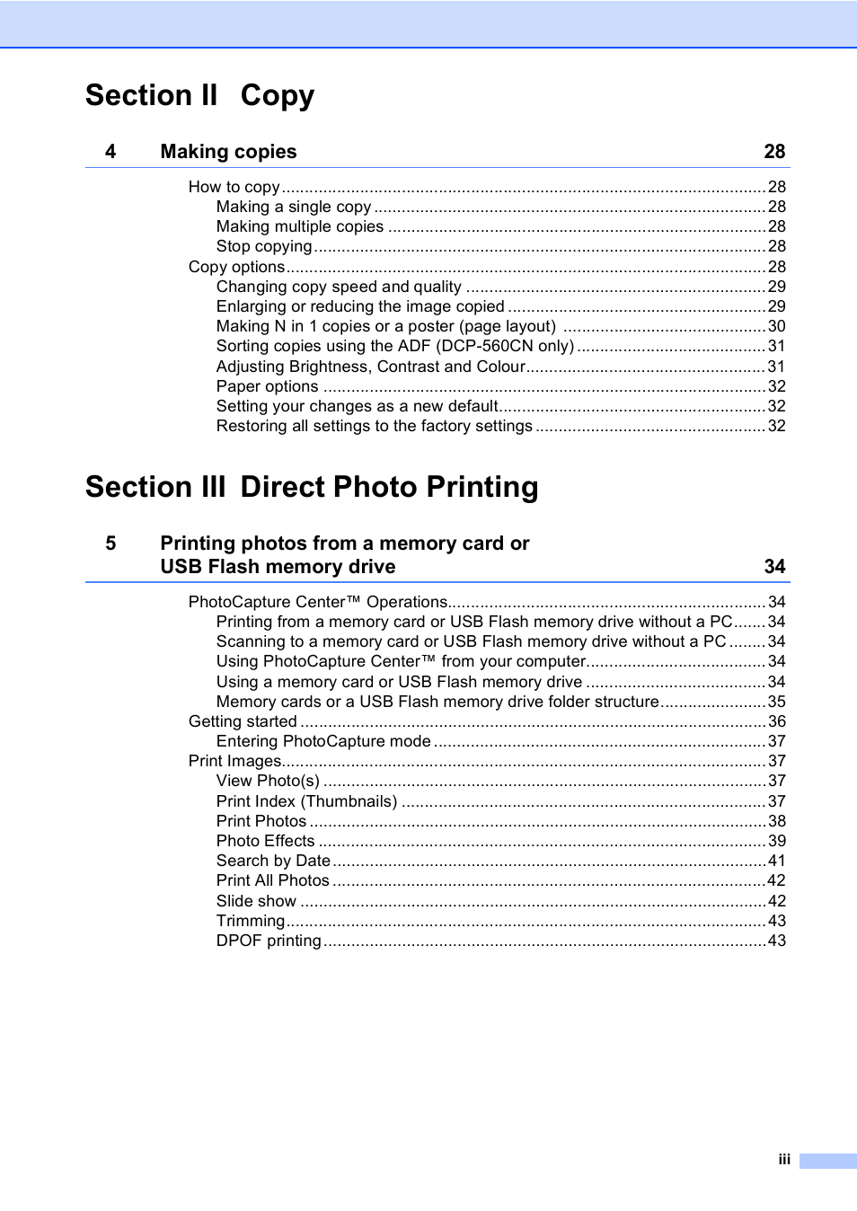 Brother DCP-560CN User Manual | Page 5 / 118