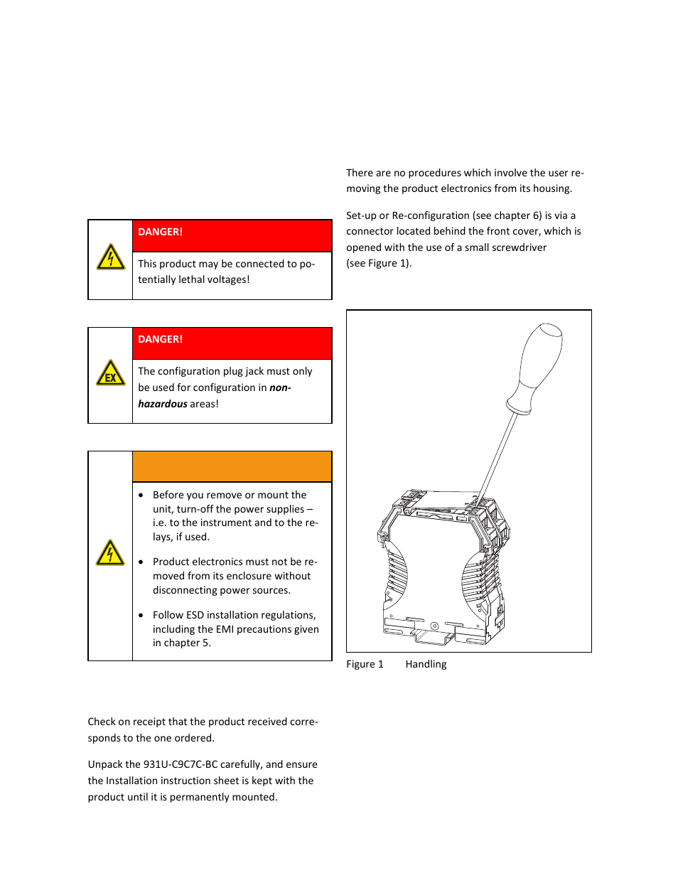 1 electrical precautions, 2 handling | Rockwell Automation 931U-C9C7C-BC Configurator Software User Manual | Page 9 / 54