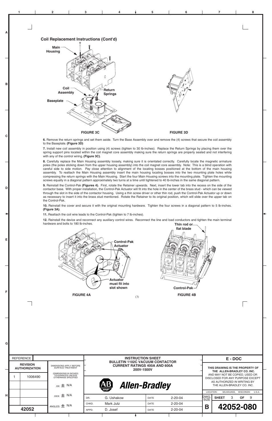 Rockwell Automation 1102C-COx93_DOx93 Vacuum Contactor (400A / 600A) User Manual | Page 3 / 8