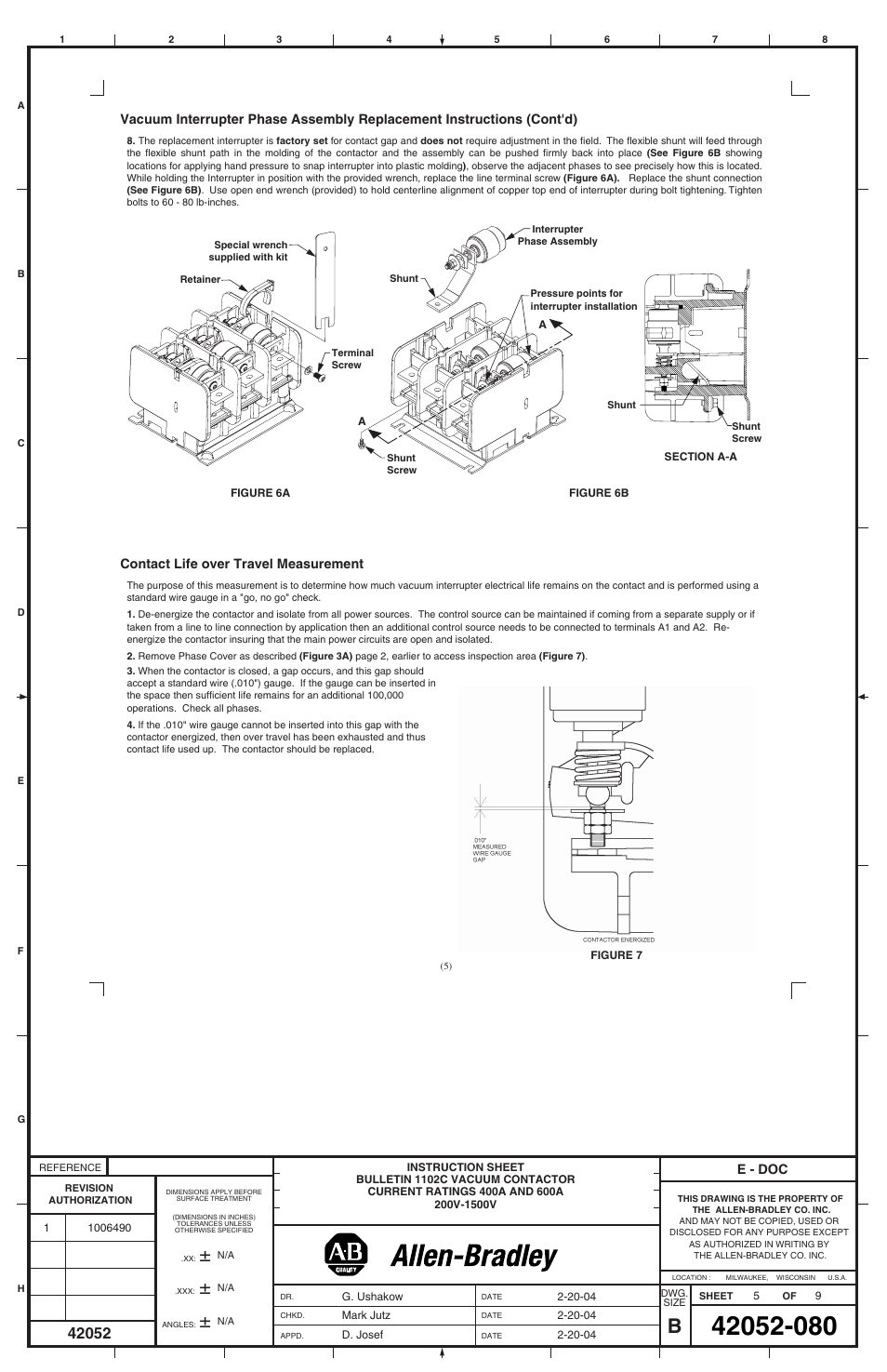 Rockwell Automation 1102C-COx93_DOx93 Vacuum Contactor (400A / 600A) User Manual | Page 5 / 8