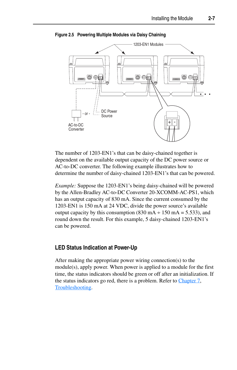 Led status indication at power-up, Figure 2.5 | Rockwell Automation 1203-EN1 EtherNet/IP-to-SCANport Module User Manual | Page 25 / 186