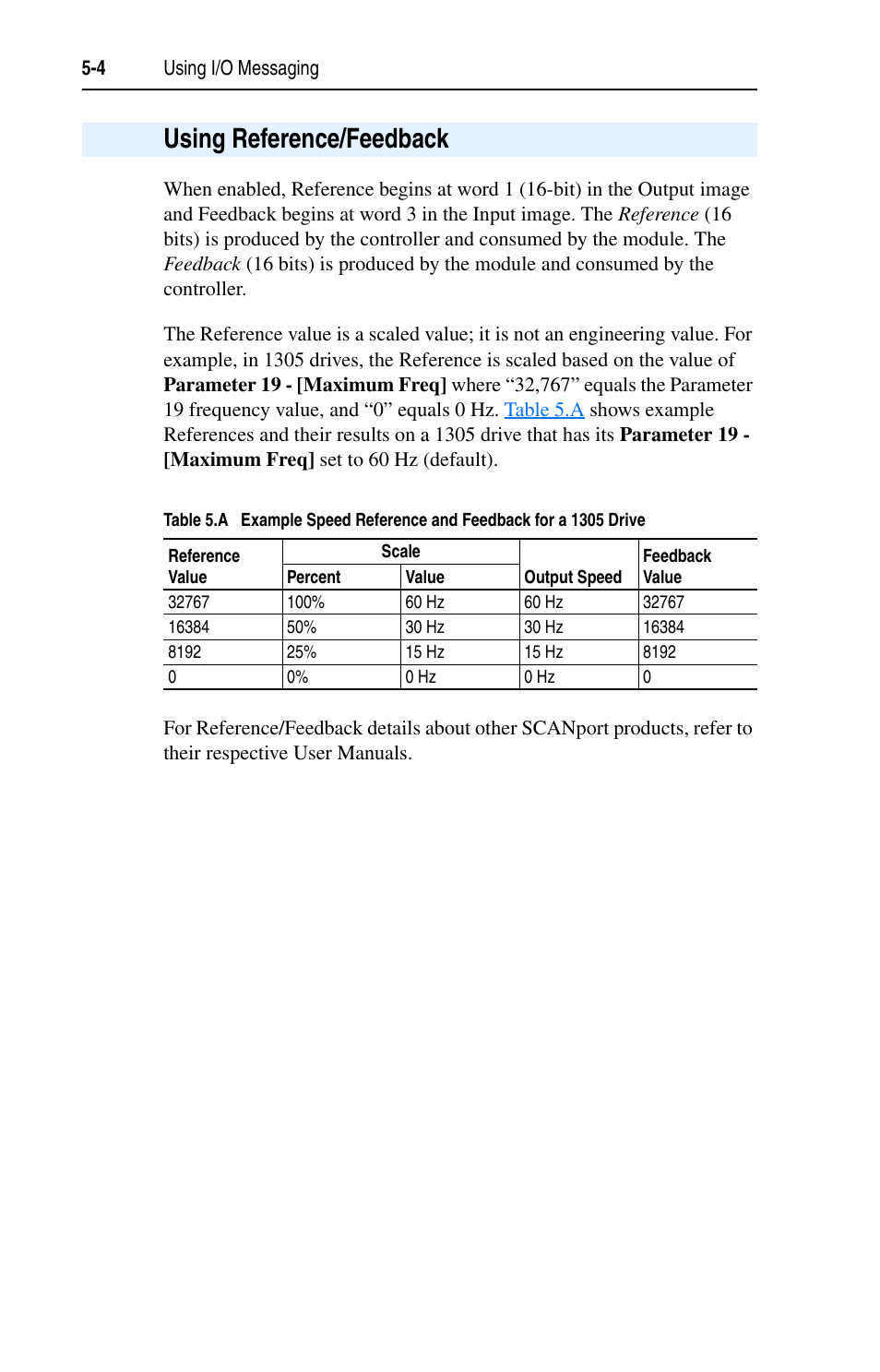 Using reference/feedback, Using reference/feedback -4 | Rockwell Automation 1203-EN1 EtherNet/IP-to-SCANport Module User Manual | Page 56 / 186