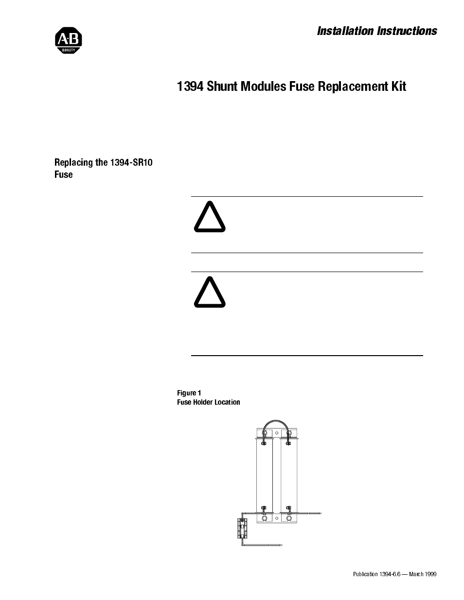 Rockwell Automation 1394 Shunt Modules Fuse Replacement Kit User Manual | 4 pages