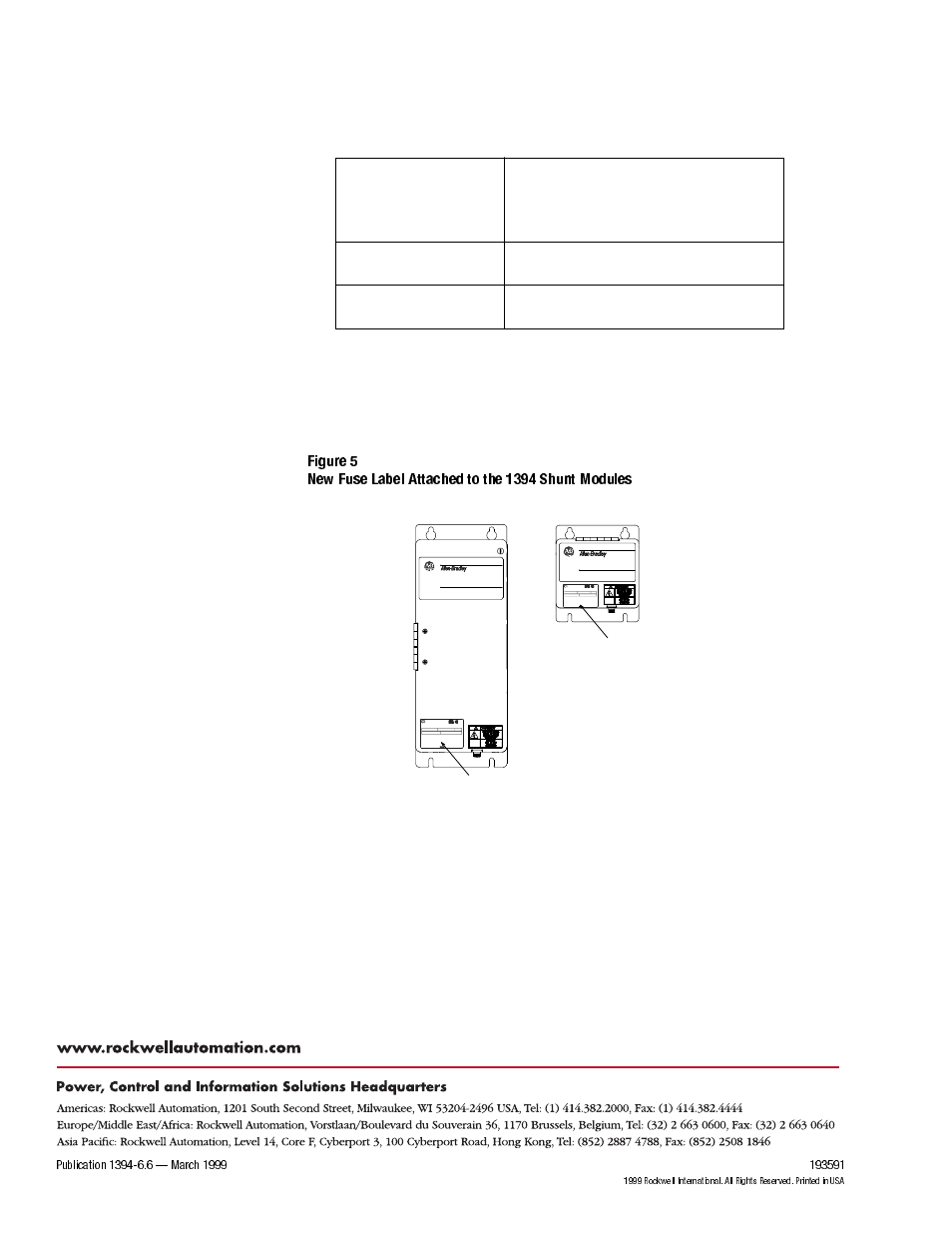 For more information refer to our web site | Rockwell Automation 1394 Shunt Modules Fuse Replacement Kit User Manual | Page 4 / 4