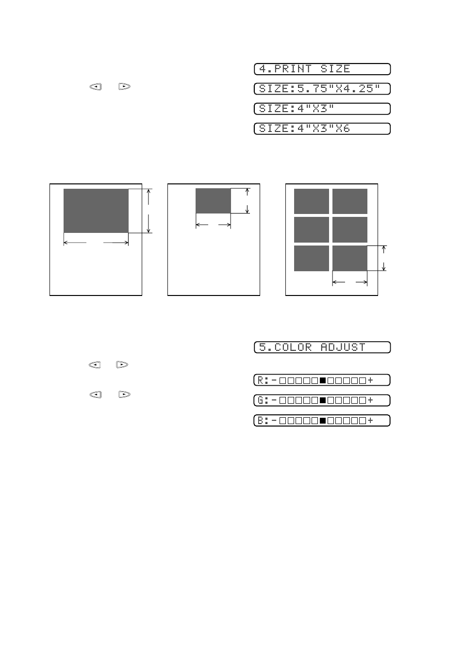 Print size, Video printing color adjustment, Print size -7 video printing color adjustment -7 | Print size 1, Video printing color adjustment 1 | Brother MFC 9200C User Manual | Page 102 / 244