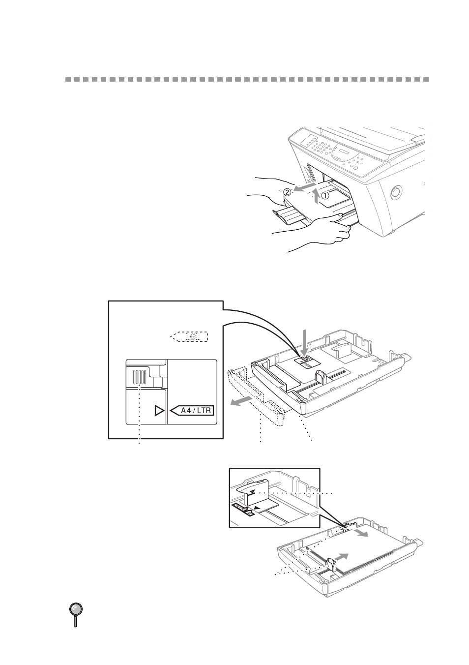 Loading paper in the multi-purpose paper cassette | Brother MFC 9200C User Manual | Page 35 / 244