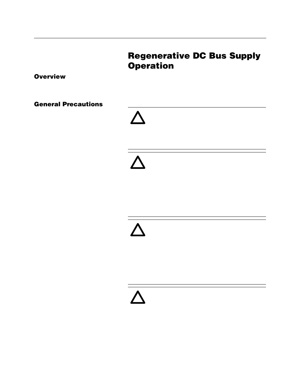 2 - regenerative dc bus supply operation, Overview, General precautions | Regenerative dc bus supply operation | Rockwell Automation 1336R REGEN LINE REG User Manual | Page 17 / 128