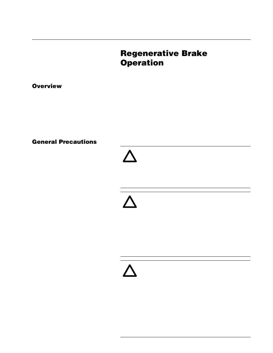 3 - regenerative brake operation, Overview, General precautions | Regenerative brake operation, Chapter | Rockwell Automation 1336R REGEN LINE REG User Manual | Page 53 / 128