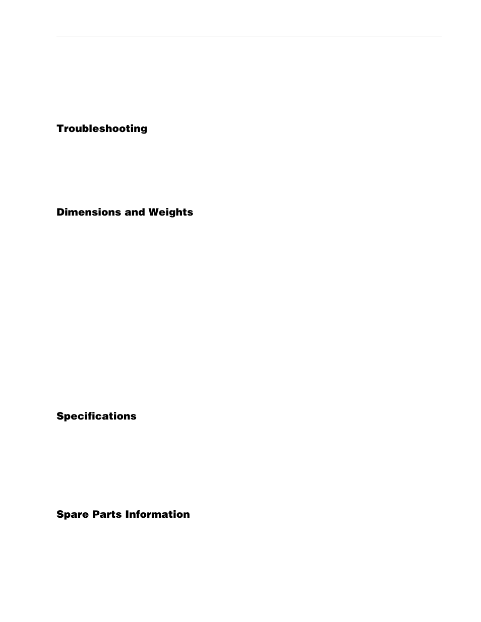 Troubleshooting, Dimensions and weights, Specifications | Spare parts information | Rockwell Automation 1336R REGEN LINE REG User Manual | Page 6 / 128