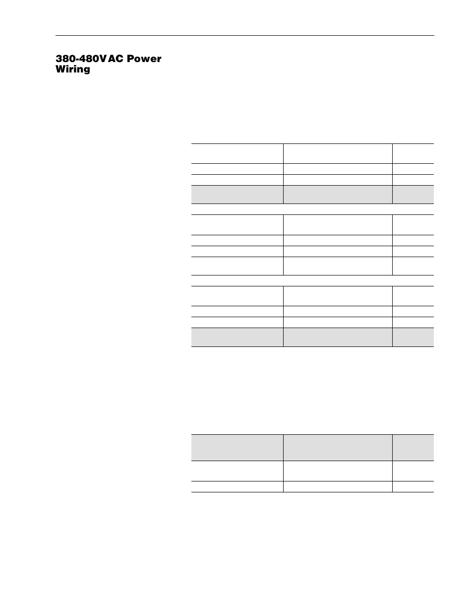 480vac power connection specifications -16, 480vac power wiring | Rockwell Automation 1336R REGEN LINE REG User Manual | Page 68 / 128