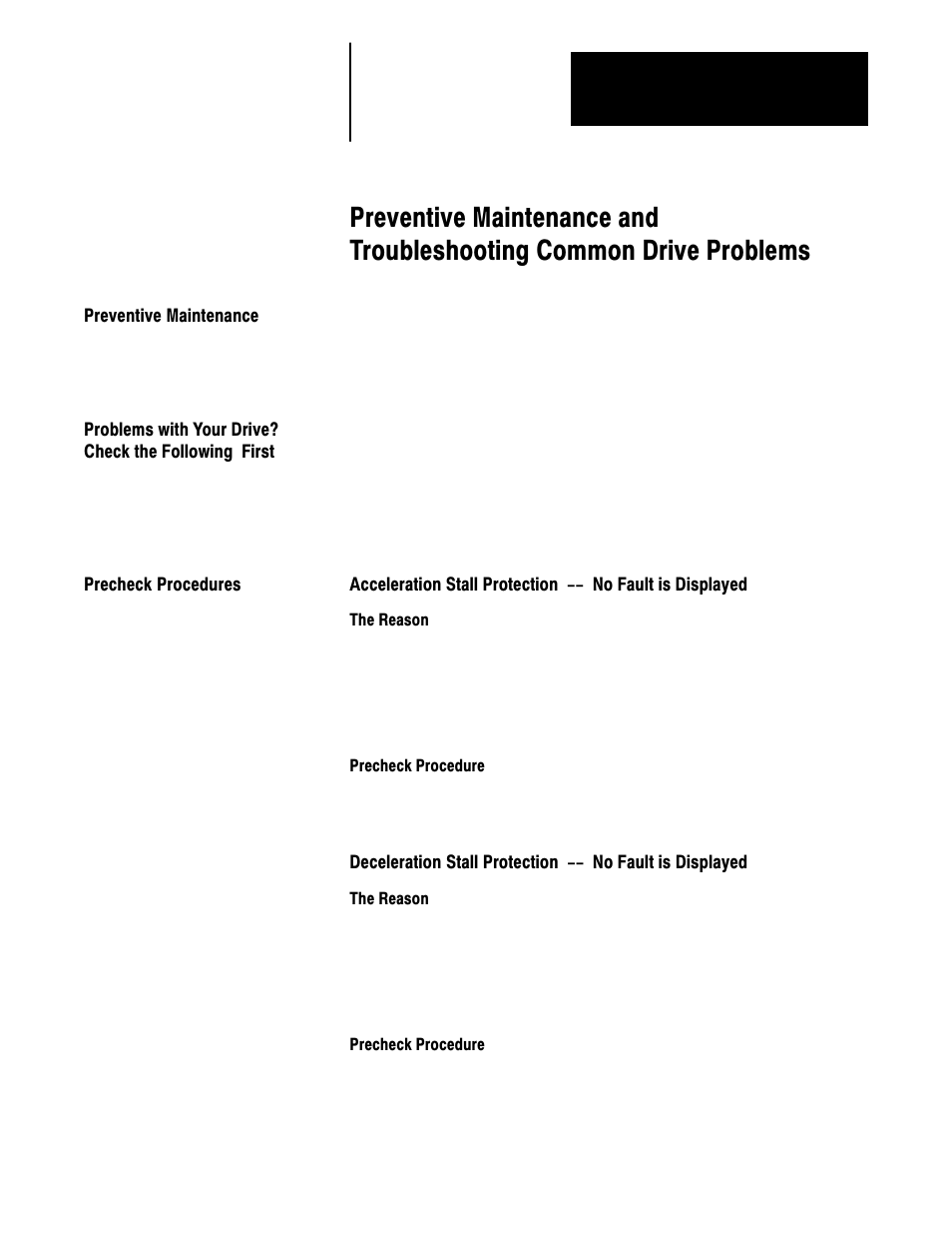 Preventive maintenance, Precheck procedures | Rockwell Automation 1333 Drive, 3/4-5HP, 230-575V Series D User Manual | Page 108 / 138