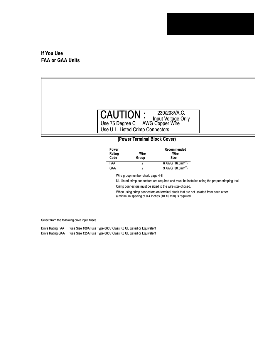 If you use faa or gaa units, Caution | Rockwell Automation 1333 Drive, 3/4-5HP, 230-575V Series D User Manual | Page 30 / 138