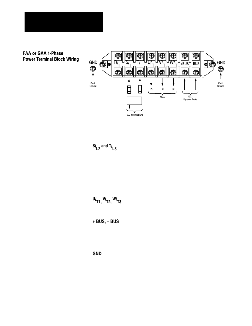 Faa or gaa 1 phase power terminal block wiring | Rockwell Automation 1333 Drive, 3/4-5HP, 230-575V Series D User Manual | Page 33 / 138