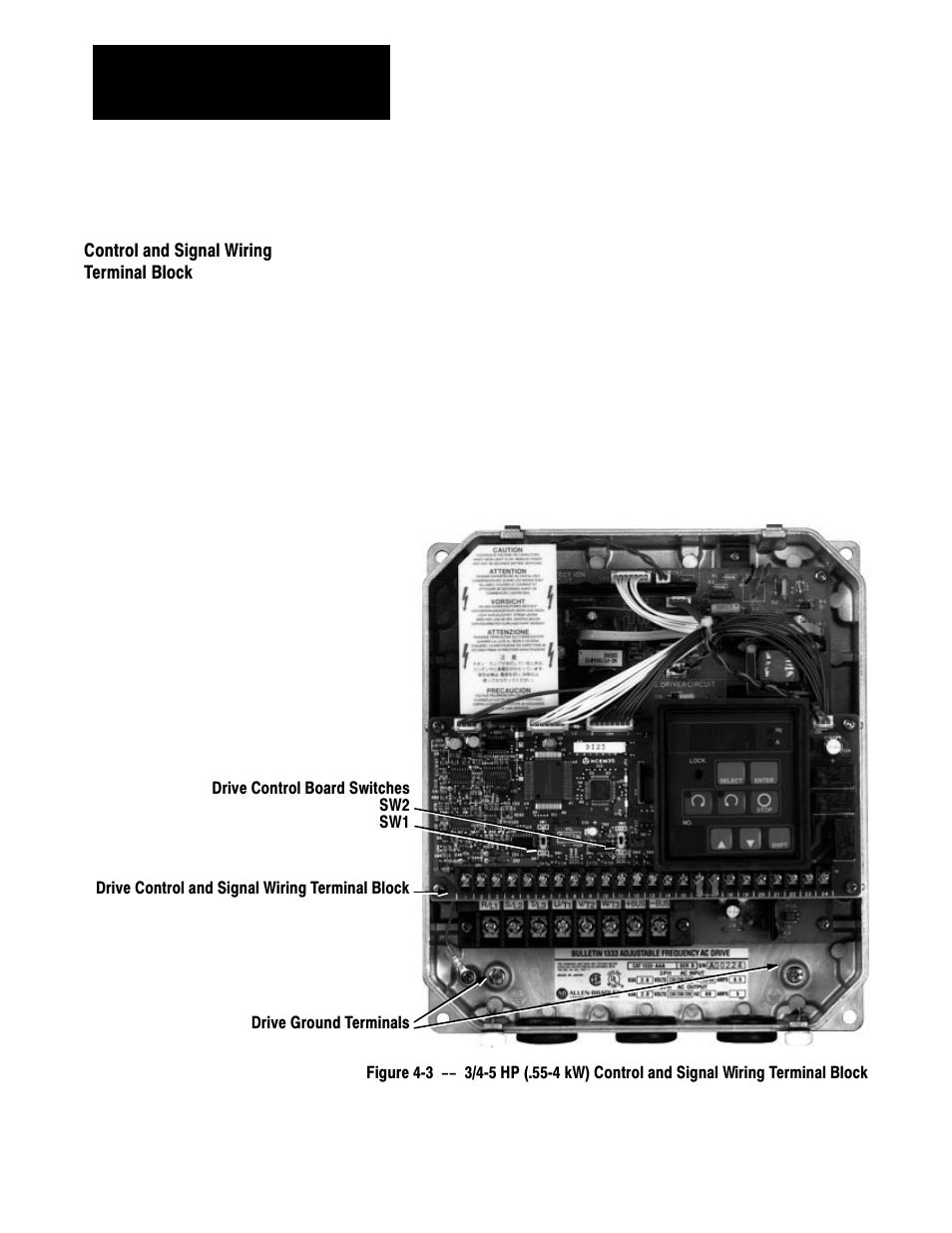 Control and signal wiring, Terminal block | Rockwell Automation 1333 Drive, 3/4-5HP, 230-575V Series D User Manual | Page 35 / 138